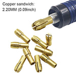 10 pièces écrou de pince en cuivre à trois griffes pour accessoires de moulin électrique, diamètre du trou : 2,2mm, diamètre du trou : 2,2mm