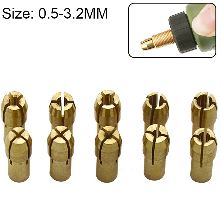 Écrou de pince en cuivre à trois griffes 10 en 1 pour accessoires de moulin électrique, diamètre du trou : 0,5-3,2mm, diamètre du trou : 0,5-3,2mm