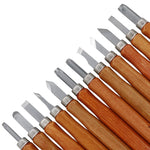 Ciseaux à bois 12 en 1 Couteau de sculpture Bois Outils de travail de base Tampons en caoutchouc faits main, ciseaux à bois