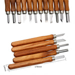 Ciseaux à bois 12 en 1 Couteau de sculpture Bois Outils de travail de base Tampons en caoutchouc faits main, ciseaux à bois