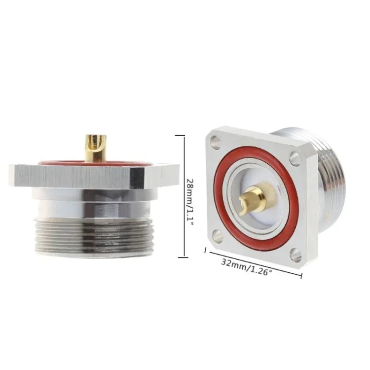 Connecteur central femelle DIN 7/16 L29 avec bride à 4 trous, à souder, adaptateur coaxial RF