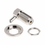 Connecteur RF femelle UHF SO239 coudé pour câble coaxial RG58 / RG142 LMR195