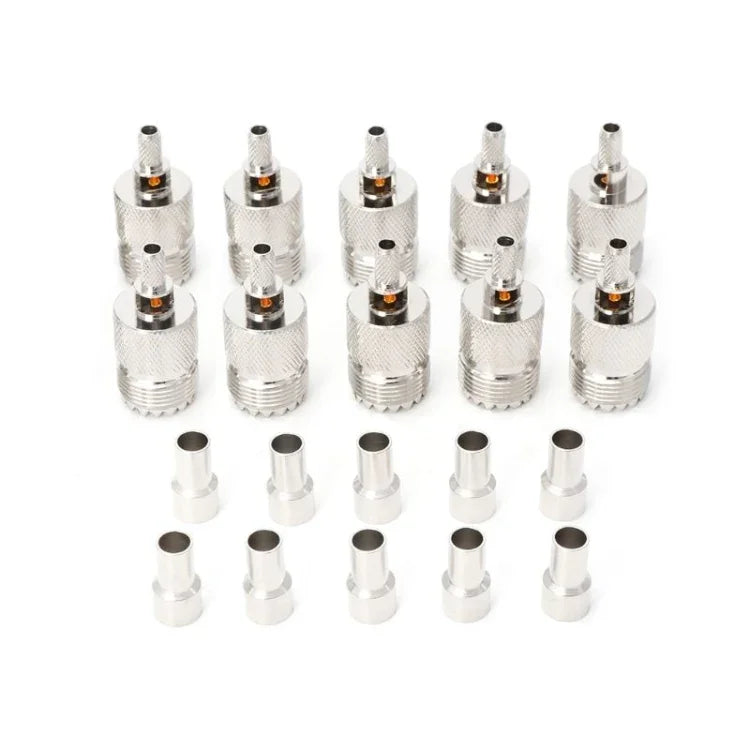 10 jeux de connecteurs coaxiaux UHF femelles sertis RF pour câble RG58/RG142/3D-FB de 5 mm