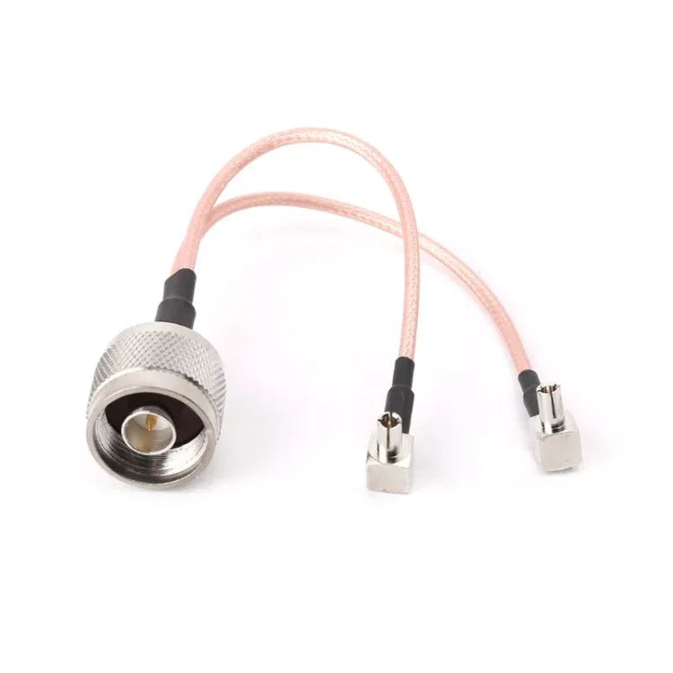 Câble répartiteur/combinateur RG316 N mâle vers 2xTS9 / 2xCRC9 mâle, longueur : 15 cm