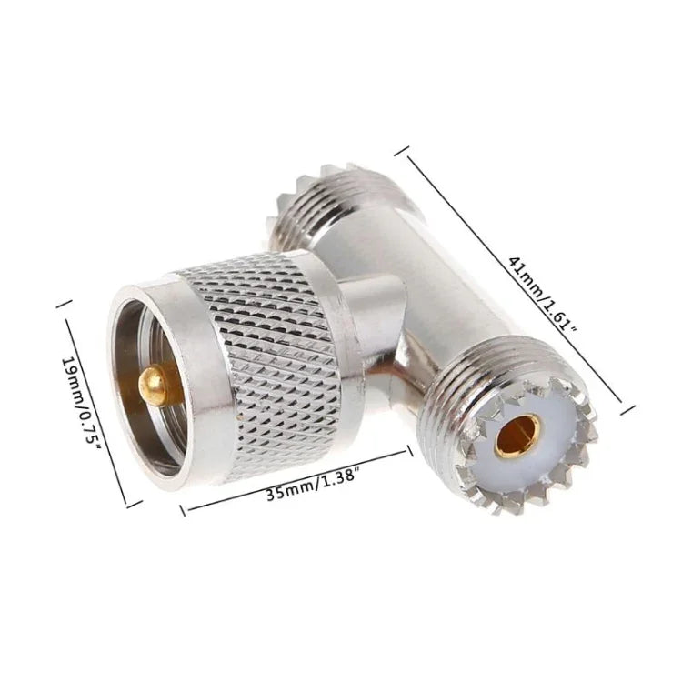 Adaptateur en T UHF mâle PL259 vers 2 UHF femelles