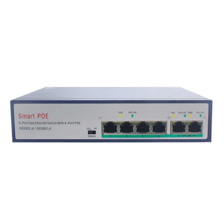 Commutateur Ethernet rapide ESCAM POE 4+2 6 ports, 4 ports POE 10/100M 120W, distance de transmission : 150 m, 6 ports