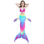 3 pièces / ensembles de queues de sirène pour enfants bikini cosplay sirène, taille : 110 (magenta + bleu), taille : 110