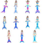 3 pièces / ensembles de queues de sirène pour enfants bikini cosplay sirène, taille : 110 (magenta + bleu), taille : 110