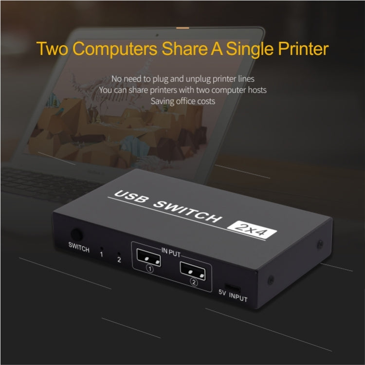 Commutateur USB 2x4 2 ports pour partage de 4 appareils entre PC, imprimante, clavier, souris, moniteur, commutateur USB 2x4