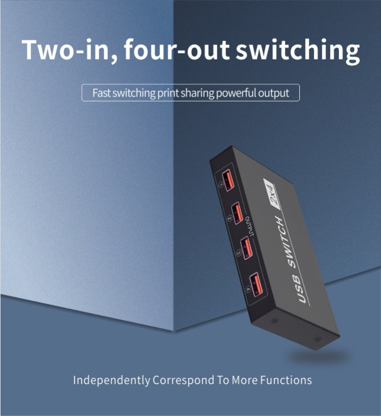 Commutateur USB 2x4 2 ports pour partage de 4 appareils entre PC, imprimante, clavier, souris, moniteur, commutateur USB 2x4