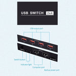 Commutateur USB 2x4 2 ports pour partage de 4 appareils entre PC, imprimante, clavier, souris, moniteur, commutateur USB 2x4