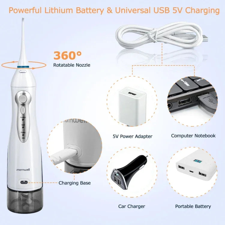 Mornwell D52 Hydropulseur Rechargeable USB Irrigateur Buccal Étanche IPX7, D52