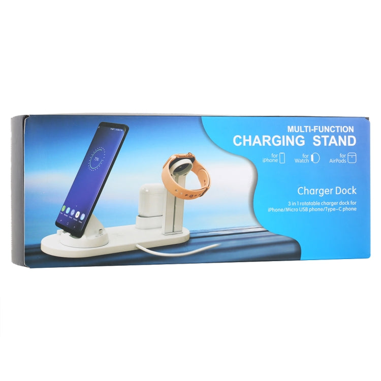 HQ-UD15 Base de chargement sans fil rotative avec support pour téléphones / iWatches / AirPods (argent), argent (avec chargement sans fil), blanc sans chargement sans fil, noir sans chargement sans fil, blanc (avec chargement sans fil)