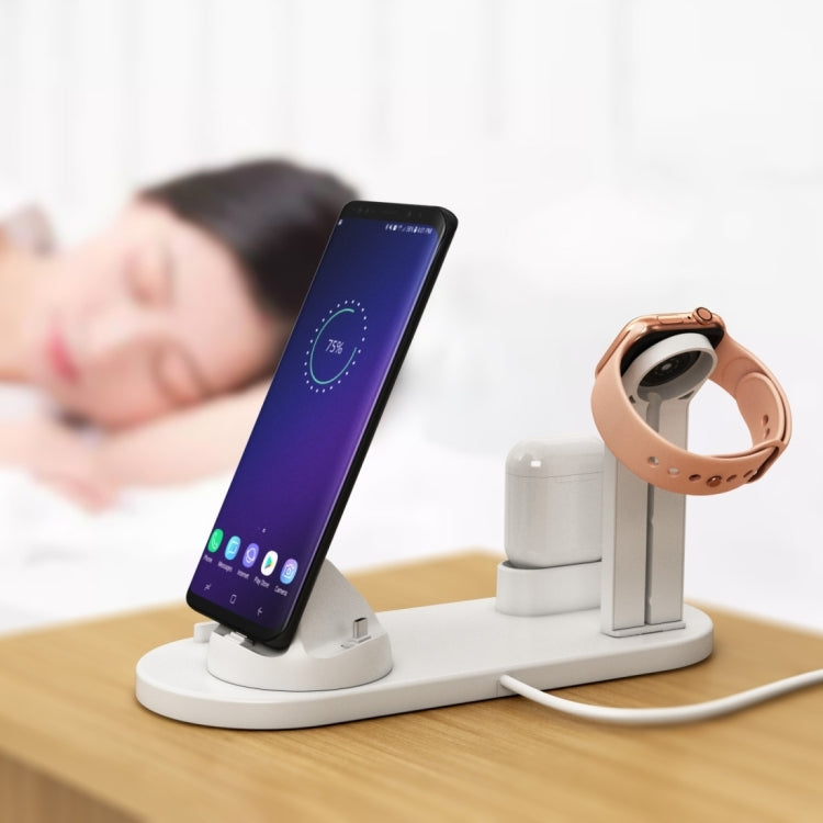 HQ-UD15 Base de chargement sans fil rotative avec support pour téléphones / iWatches / AirPods (argent), argent (avec chargement sans fil), blanc sans chargement sans fil, noir sans chargement sans fil, blanc (avec chargement sans fil)