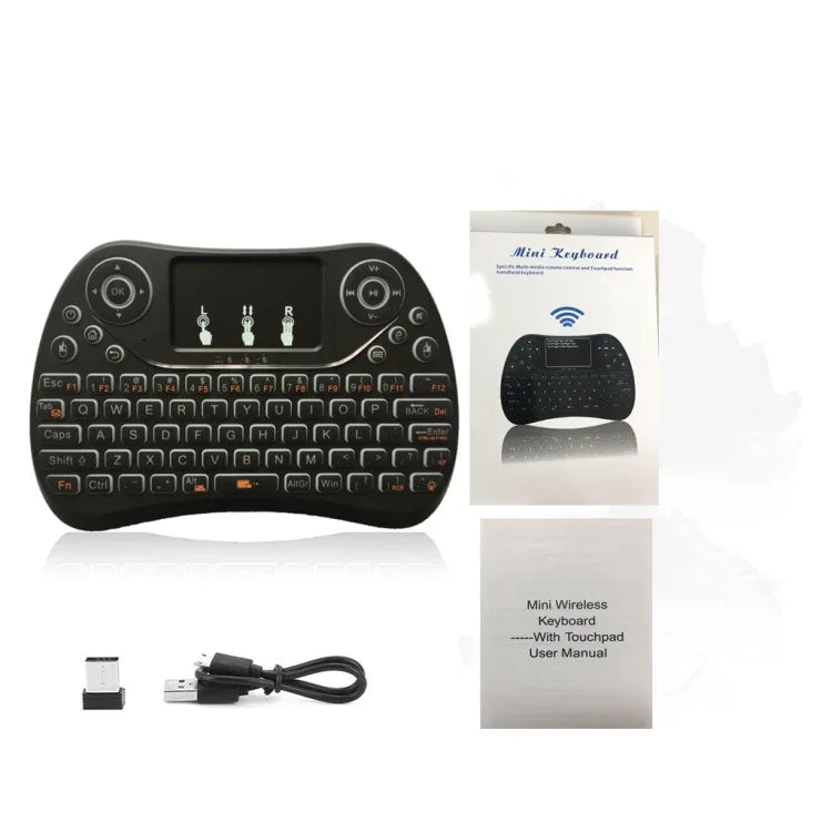 Mini clavier sans fil I8 Max 2,4 GHz avec pavé tactile, souris gyroscopique rechargeable, jeu intelligent, rétroéclairage 7 couleurs