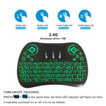 Mini clavier sans fil I8 Max 2,4 GHz avec pavé tactile, souris gyroscopique rechargeable, jeu intelligent, rétroéclairage 7 couleurs