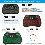 Mini clavier sans fil I8 Max 2,4 GHz avec pavé tactile, souris gyroscopique rechargeable, jeu intelligent, rétroéclairage 7 couleurs