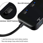 Hub USB3.0 ultra rapide 4 ports avec interrupteur, USB 3.0