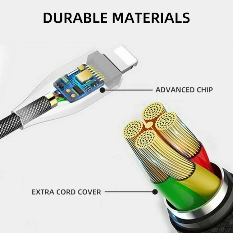 Câble de charge intelligent à arrêt automatique en alliage de zinc pour câble de données lumineux Apple à lampe de course