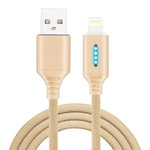 Câble de charge intelligent à arrêt automatique en alliage de zinc pour câble de données lumineux Apple à lampe de course