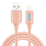 Câble de charge intelligent à arrêt automatique en alliage de zinc pour câble de données lumineux Apple à lampe de course