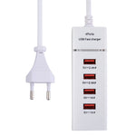 Adaptateur de chargeur 5V 4.1A à 4 ports USB avec câble d'alimentation, longueur du câble : 1,5 m, prise UE, prise UE