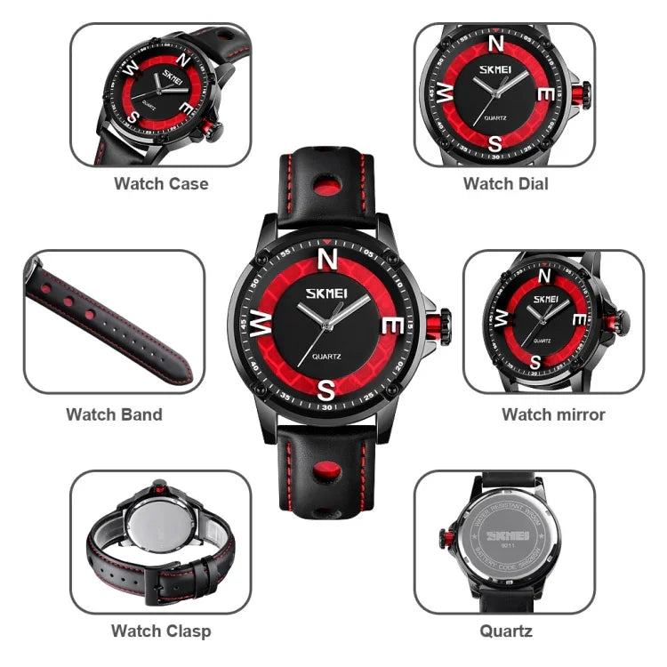 SKMEI 9211 Montre Homme Tendance Quartz Cadran Stéréo Aiguilles Lumineuses Créative Sport Mode Affaires