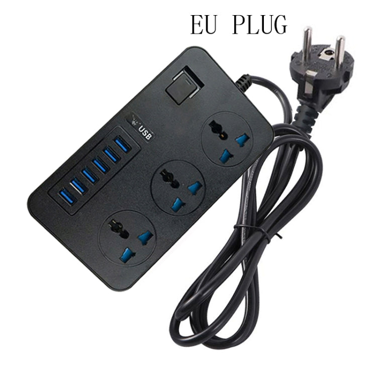 Prise internationale universelle multi-fonction T09 3000W à brancher 3 trous + 6 ports USB charge intelligente, prise EU, prise US, prise UK