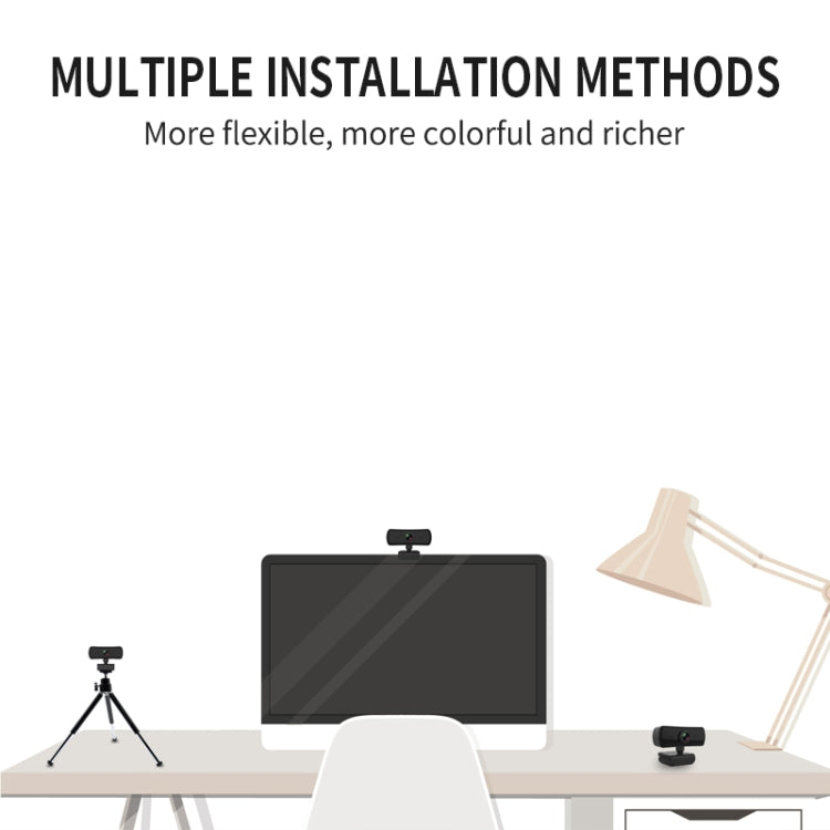 Webcam C3 400W Pixels Résolution 2K Mise au point automatique HD 1080P Rotation à 360° pour diffusion en direct, vidéoconférence, travail, avec micro USB sans pilote, C3