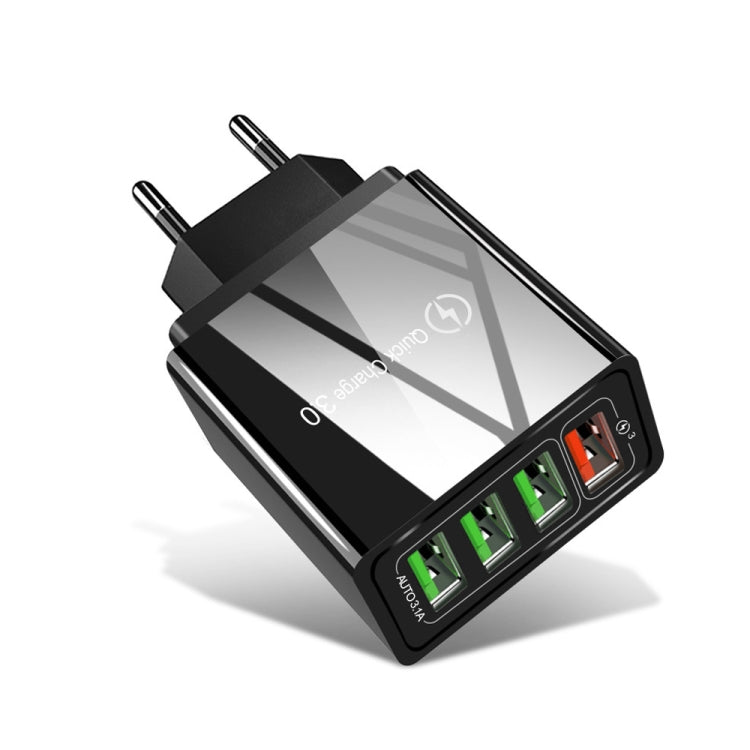 Chargeur rapide universel 30W QC 3.0 USB + 3 ports USB 2.0 pour téléphone portable, tablette, PC, chargeur de voyage, prise EU, prise EU