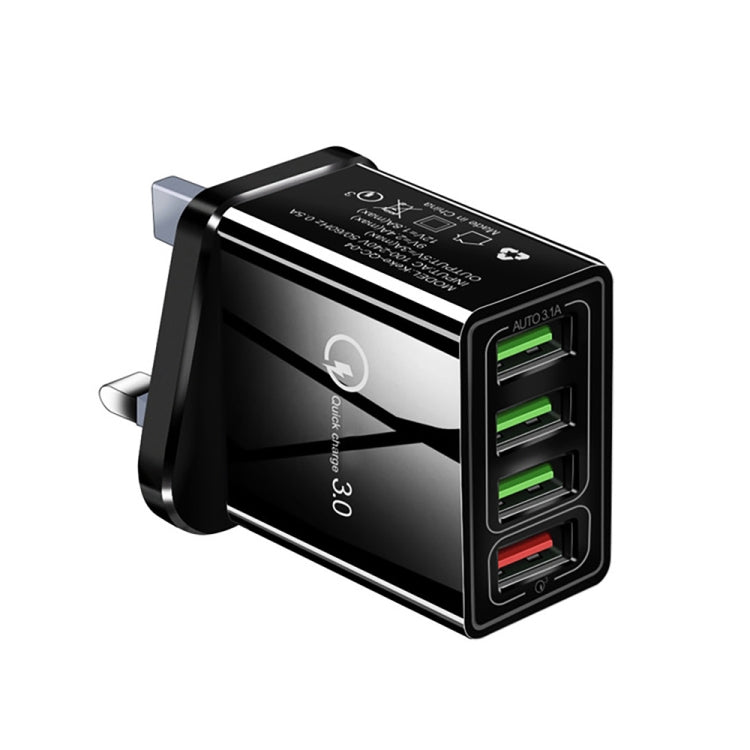 Chargeur rapide universel 30W QC 3.0 USB + 3 ports USB 2.0 pour téléphone portable, tablette, PC, chargeur de voyage, prise UK, prise UK