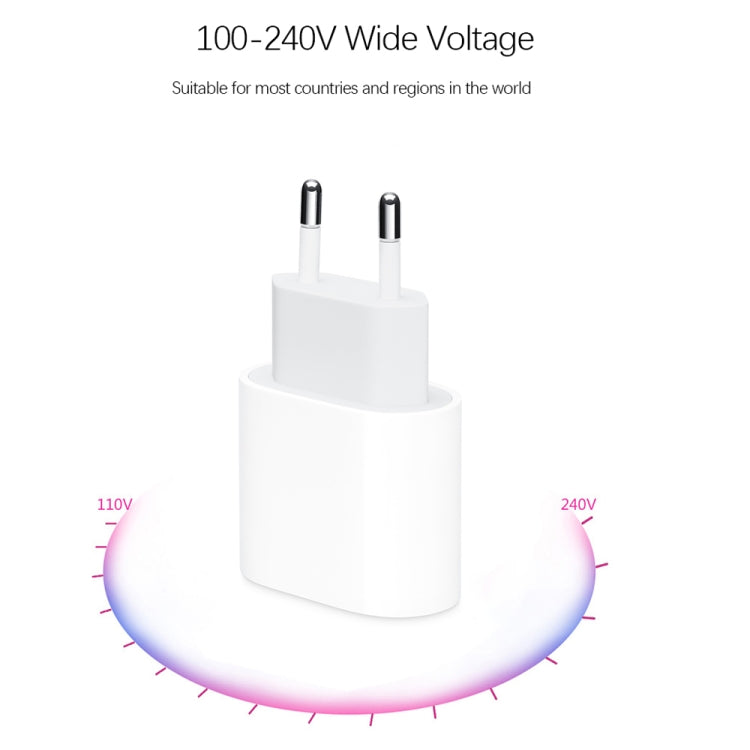 Chargeur de voyage 2 en 1 avec port USB-C / Type-C unique + câble de données de charge rapide 3A PD 3.0 USB-C / Type-C vers USB-C / Type-C, longueur du câble : 1m, 18W 1m