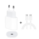 Chargeur de voyage 2 en 1 avec port USB-C / Type-C unique + câble de données de charge rapide 3A PD 3.0 USB-C / Type-C vers USB-C / Type-C, longueur du câble : 1m, 18W 1m