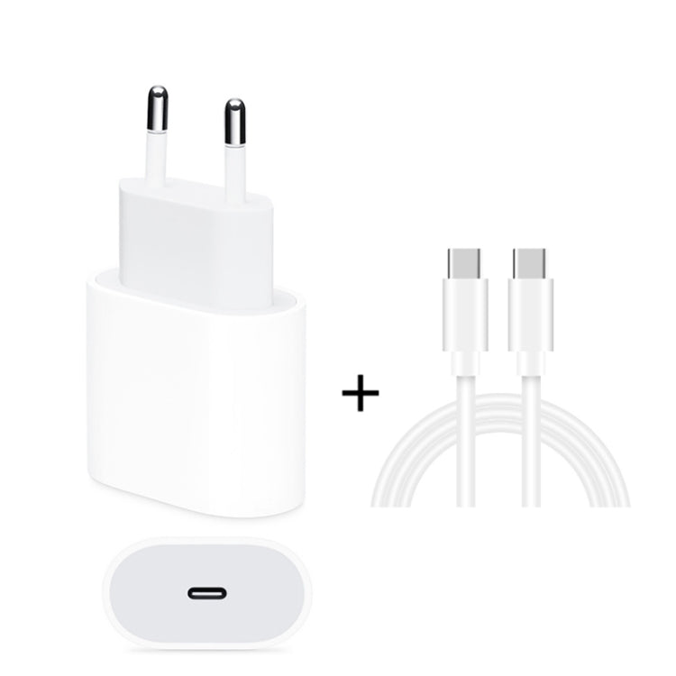 Chargeur de voyage 2 en 1 avec port USB-C / Type-C unique + câble de données de charge rapide 3A PD 3.0 USB-C / Type-C vers USB-C / Type-C, longueur du câble : 1m, 18W 1m