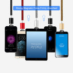 Câble de données magnétique tressé bicolore en nylon avec connecteur métallique magnétique USB vers 8 broches, longueur du câble : 1 m, 8 broches