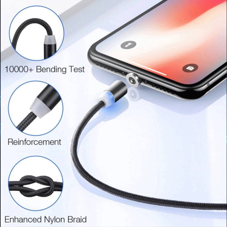 Câble de données magnétique tressé bicolore en nylon avec connecteur métallique magnétique USB vers 8 broches, longueur du câble : 1 m, 8 broches