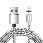 Câble de données magnétique tressé bicolore en nylon avec connecteur métallique magnétique USB vers 8 broches, longueur du câble : 1 m, 8 broches