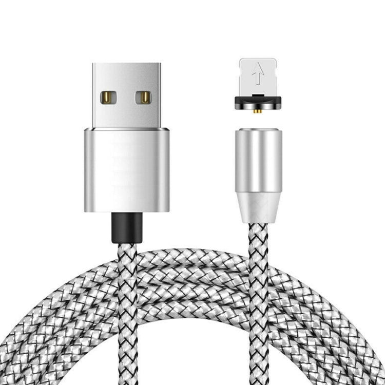 Câble de données magnétique tressé bicolore en nylon avec connecteur métallique magnétique USB vers 8 broches, longueur du câble : 1 m, 8 broches