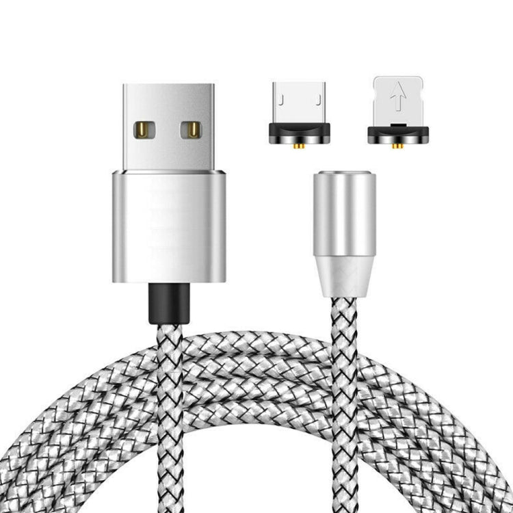 Câble de charge magnétique en nylon tressé 2 en 1 USB vers 8 broches + Micro USB, Longueur : 1m, 1m