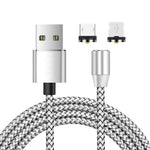 Câble de charge magnétique en nylon tressé 2 en 1 USB vers 8 broches + Micro USB, Longueur : 1m, 1m