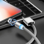 Câble de charge magnétique en nylon tressé 2 en 1 USB vers 8 broches + Micro USB, Longueur : 1m, 1m