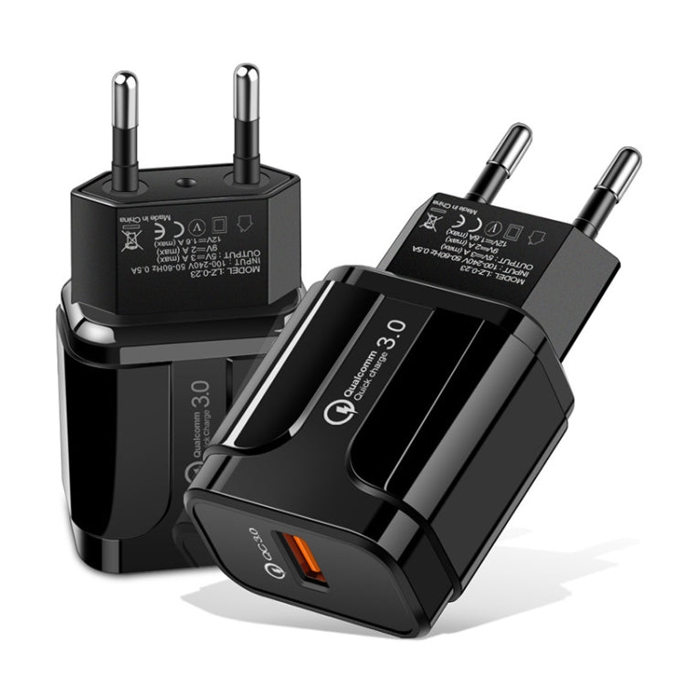 Chargeur portable universel à charge rapide QC3.0 18W avec port USB, prise UE