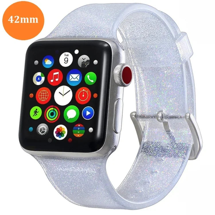 Bracelet en silicone pailleté pour Apple Watch Series 5 et 4 (44 mm) / Series 3, 2 et 1 (42 mm)