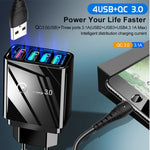 Câble de données 2 en 1 USB vers USB-C / Type-C + chargeur rapide universel 30W QC 3.0 avec 4 interfaces USB pour téléphone portable, tablette, PC, prise US, ensemble USB-C / Type-C prise US