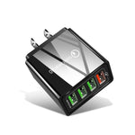 Ensemble chargeur de voyage universel 2 en 1 câble de données USB vers 8 broches 1m + chargeur rapide 30W QC 3.0 4 interfaces USB pour téléphone portable tablette PC, prise US, ensemble 8 broches prise US