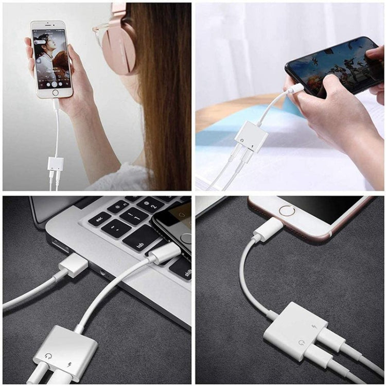 ZS-KL21804 adaptateur 2 en 1 8 broches vers audio 3,5 mm + interface de charge 8 broches, adaptateur pour écouteurs, compatible avec tous les systèmes IOS, 8 broches + 3,5 mm