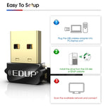 Adaptateur USB WIFI EDUP EP-AC1651 650Mbps double bande 5G/2.4GHz Carte réseau sans fil externe Wifi Dongle pour ordinateur portable Windows MacOS