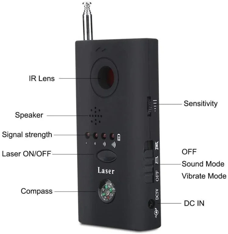 Détecteur laser CC308 à portée étendue, mini caméra sans fil, détecteur de signal GSM, appareil de localisation de signal.