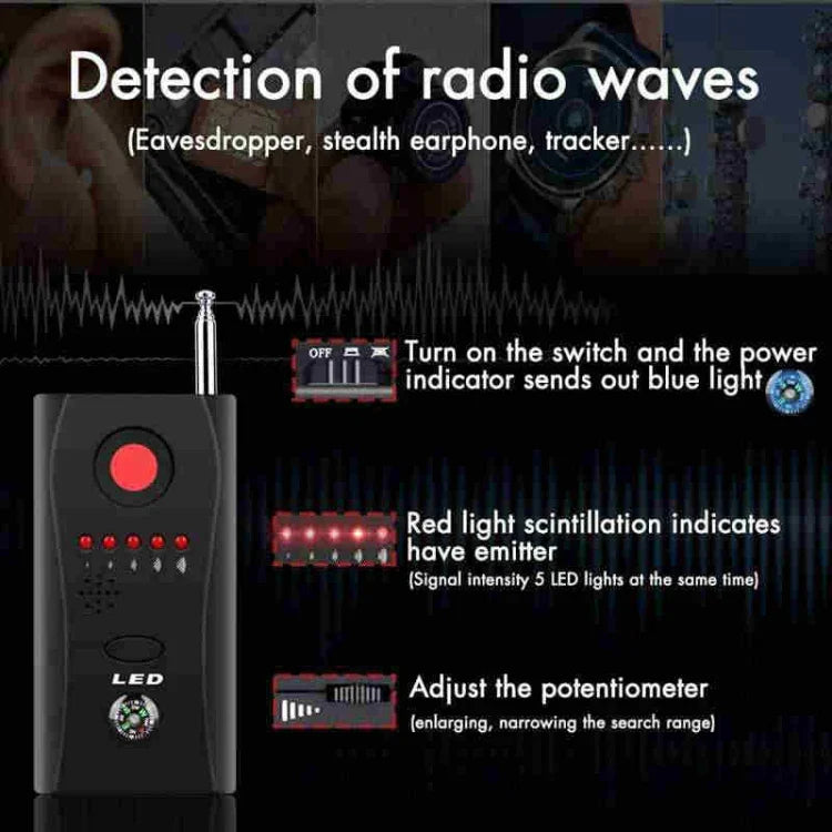 Détecteur laser CC308 à portée étendue, mini caméra sans fil, détecteur de signal GSM, appareil de localisation de signal.