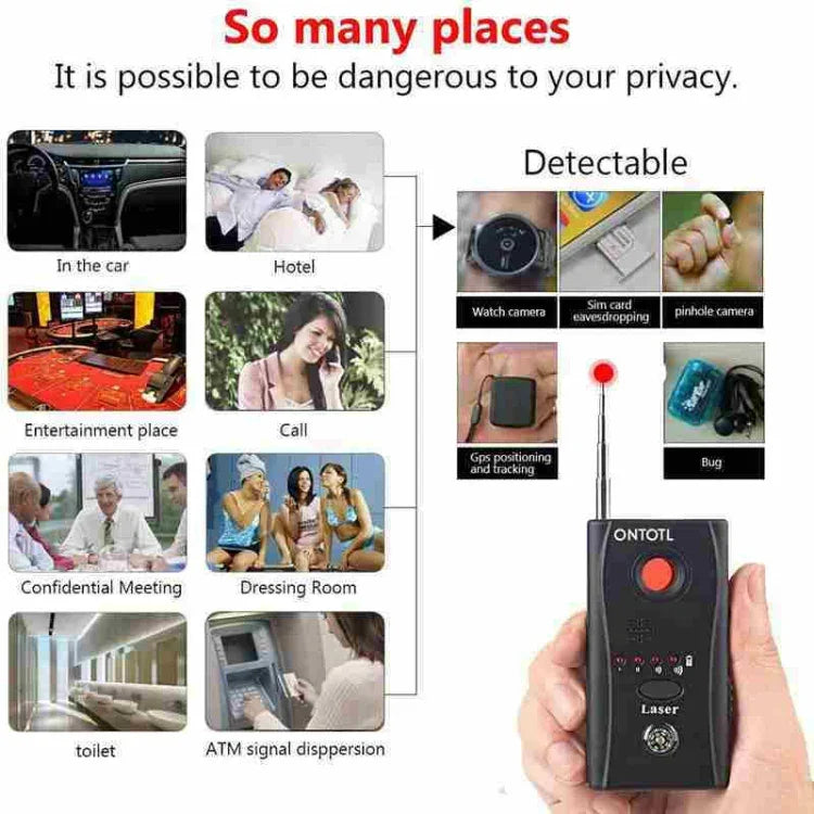 Détecteur laser CC308 à portée étendue, mini caméra sans fil, détecteur de signal GSM, appareil de localisation de signal.